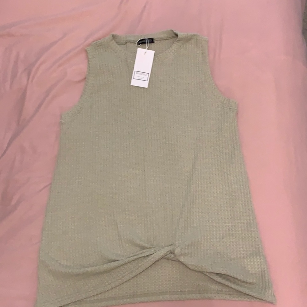 Womens Sleeveless Cute Twist Knot Waffle Knit Tank